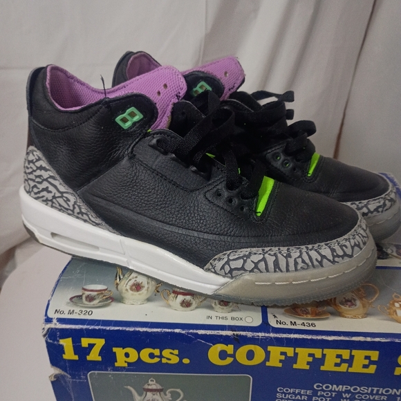jordan 3 black white electric green